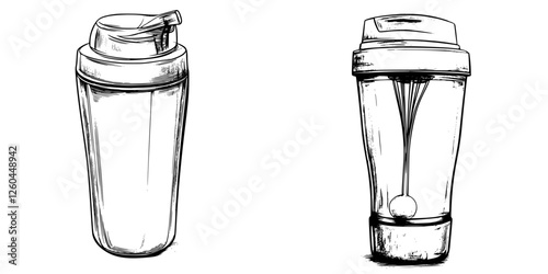 Shaker bottles in different styles designed for mixing beverages and protein supplements