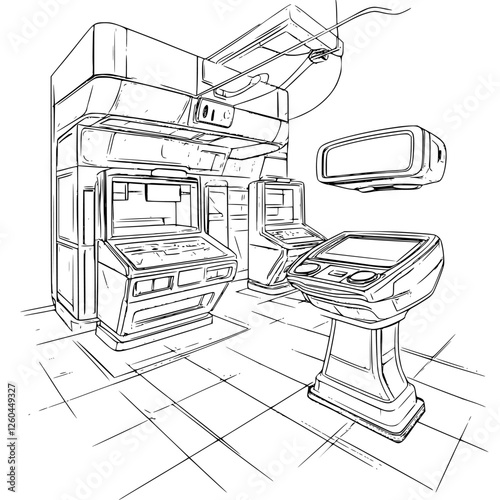 Retro gaming arcade with vintage machines and modern consoles showcased in a nostalgic setting