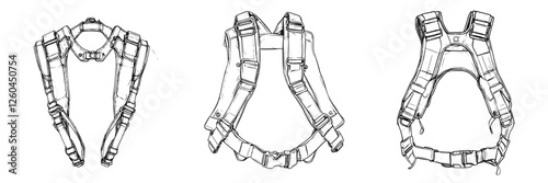 Vector illustration of various styles of harness designs created in hand-drawn style showcasing functionality and aesthetics