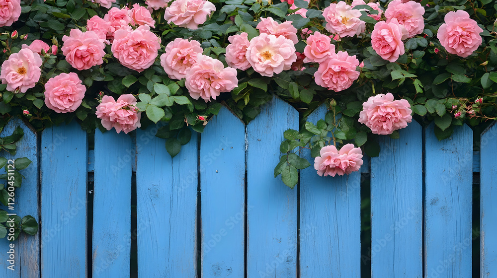 Fototapeta premium pink flowers on wooden fence