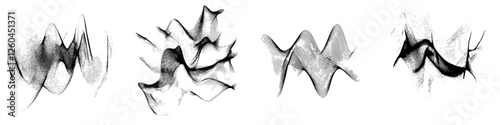 Dynamic abstract waves presented in a black and white artistic composition showcasing fluid motion and texture