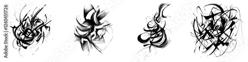 Abstract black ink art showcasing flowing lines and dynamic forms created in a modern artistic style