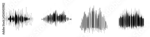 Vector illustration showcasing sound waves with various shapes and intensities reflecting audio dynamics in a hand-drawn style