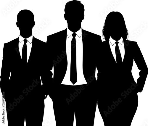 Business people group silhouette icon in black color. Vector template design.