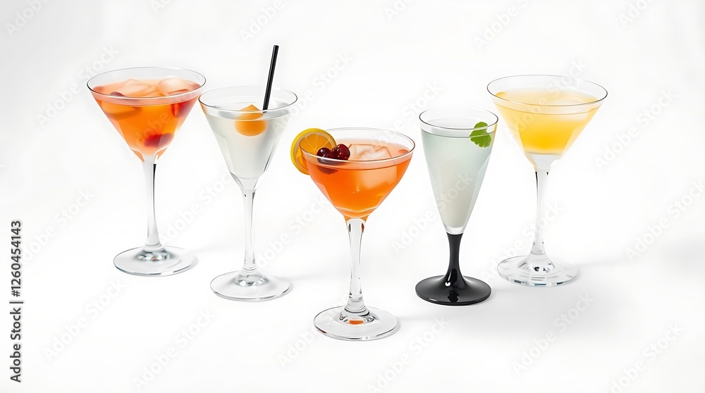 Set of classic alcohol cocktails isolated on white background Set of classic alcohol cocktails isolated on white background