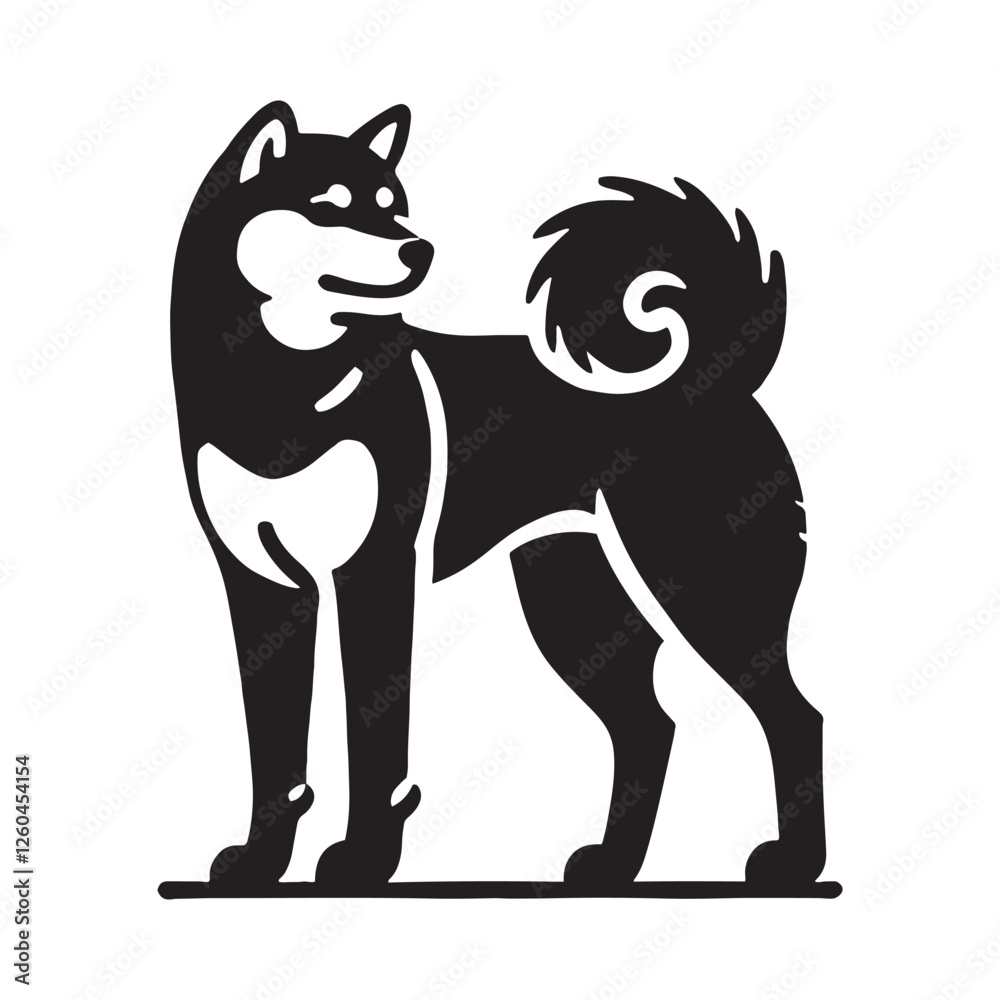 Obraz premium Clean and detailed Shiba Inu silhouette for artistic applications - Shiba Inu illustration - minimal Shiba Inu vector - dog silhouette 