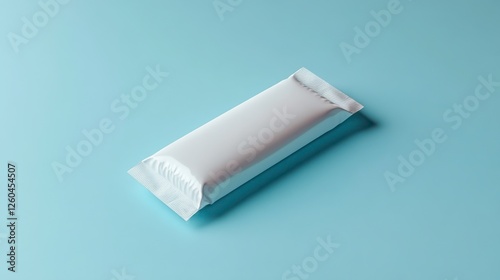 Mockup of A sleek and modern protein bar packaging placed on a blue background photo