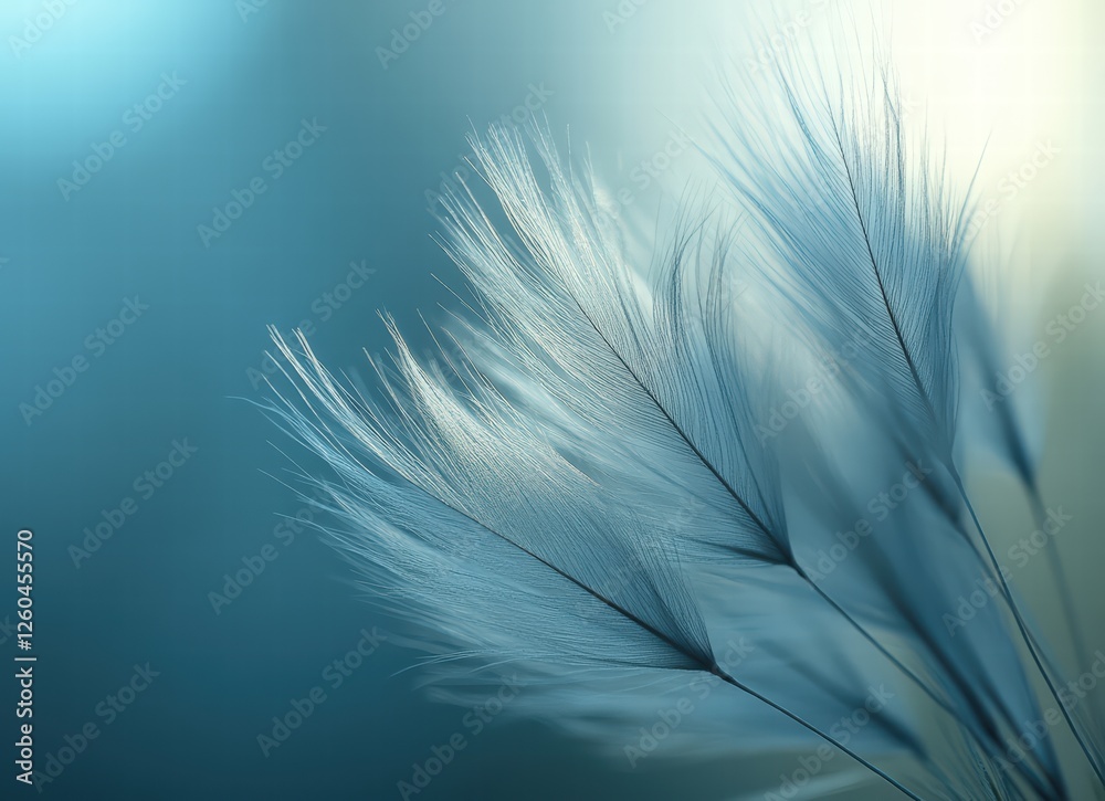 Obraz premium Beautiful close-up of a dandelion, a spring abstract nature wallpaper. dandelion with water drops on a blue-green background, macro photograph. 