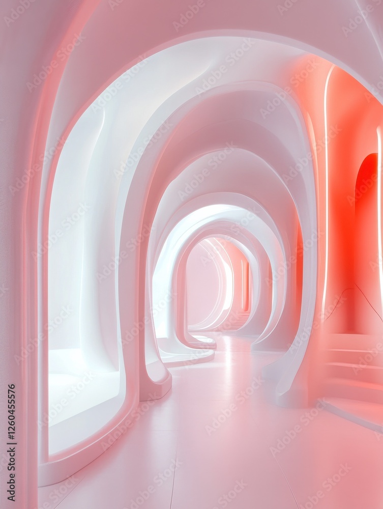 Obraz premium Abstract futuristic white corridor. Design and hallway concept. 3D Rendering