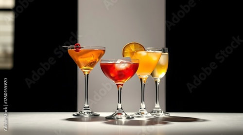 Set of classic alcohol cocktails isolated on white background