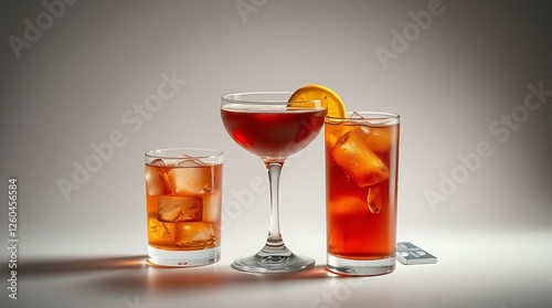 Set of classic alcohol cocktails isolated on white background
