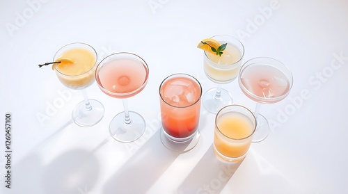 Set of classic alcohol cocktails isolated on white background