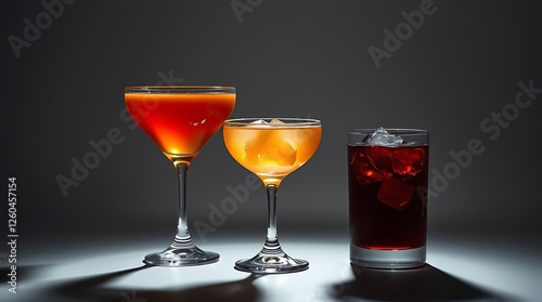 Set of classic alcohol cocktails isolated on white background