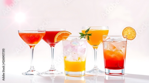 Set of classic alcohol cocktails isolated on white background