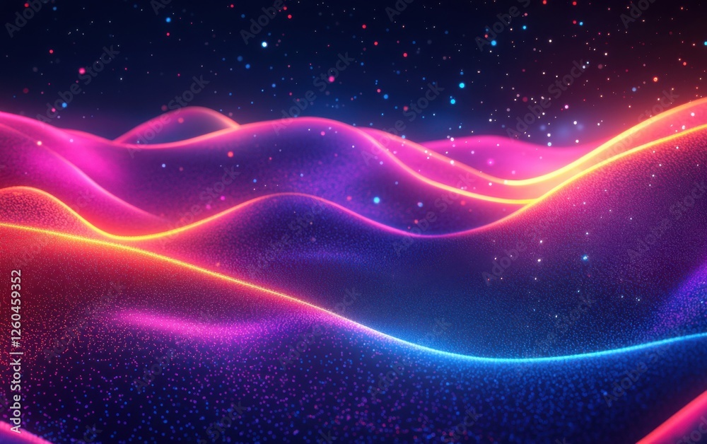Obraz premium Abstract retro wave background with retro wave patterns and neon colors. Emphasizing nostalgia and vibrant energy, ideal for retro-themed designs and digital art.