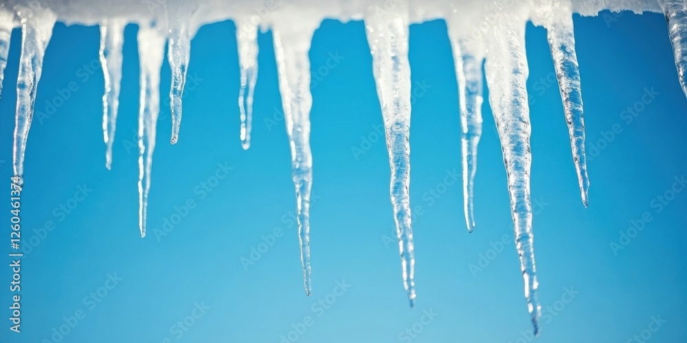 Fototapeta premium Stunning and Breathtaking Icicles Hanging Against a Clear and Beautiful Blue Sky