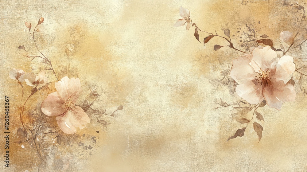 Elegant botanical wallpaper with abstract floral swirls on parchment Elegant botanical wallpaper with abstract floral swirls on parchment