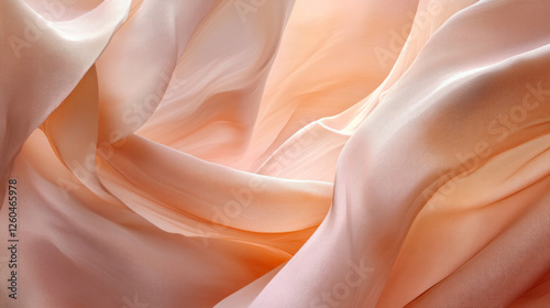 A soft pink silk fabric with elegant folds and drapery, showcasing a smooth, luxurious texture.  AI generative
