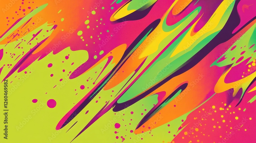 Fototapeta premium Distorted panel-like abstract shapes with a nostalgic neon-inspired gradient