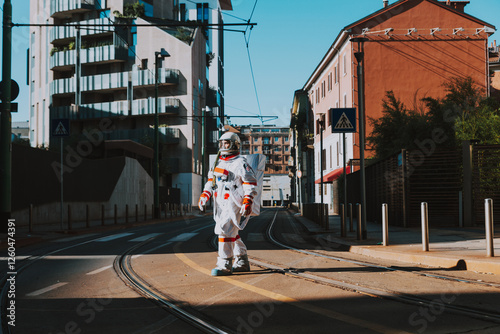 spaceman in a futuristic station