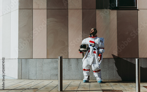 spaceman in a futuristic station