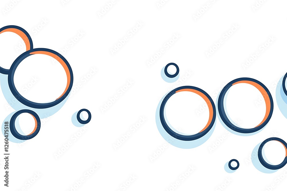 Abstract Composition of Overlapping Circles in Blue, Orange, and White Abstract Composition of Overlapping Circles in Blue, Orange, and White