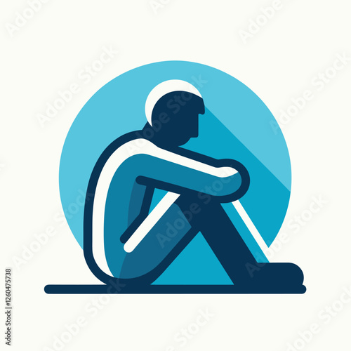 Solitude Conceptual Flat Illustration of Person Sitting Alone