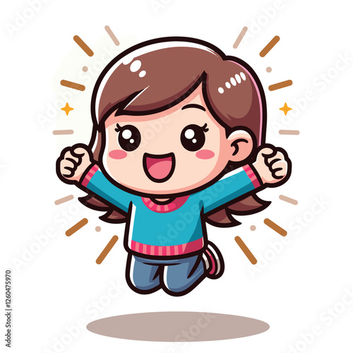 Joyful Cartoon Child Jumping with Excitement - Cute Vector Illustration