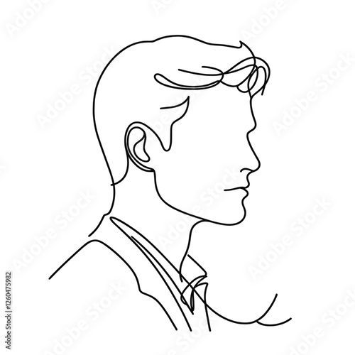 Minimalist One-Line Male Portrait Illustration in Black and White Style