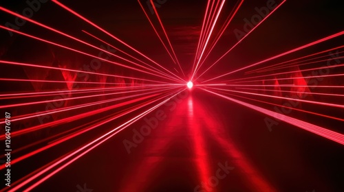 red laser beams tunnel abstract background
