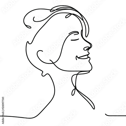 One Line Art Illustration of Serene Woman Profile in Minimalist Style