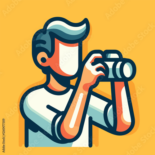 Faceless Photographer Illustration Capturing Moments in Modern Style - Flat Illustration