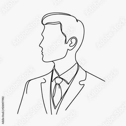 Wallpaper Mural Elegant Businessman Portrait in Minimalistic One Line Art Style Torontodigital.ca