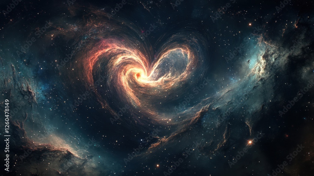 Obraz premium Heart Shaped Spiral Galaxy in Deep Space