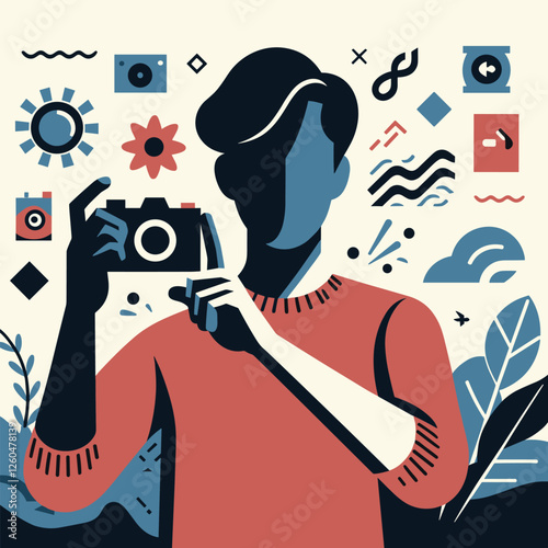 Photography Enthusiast in Creative Abstract Flat Illustration