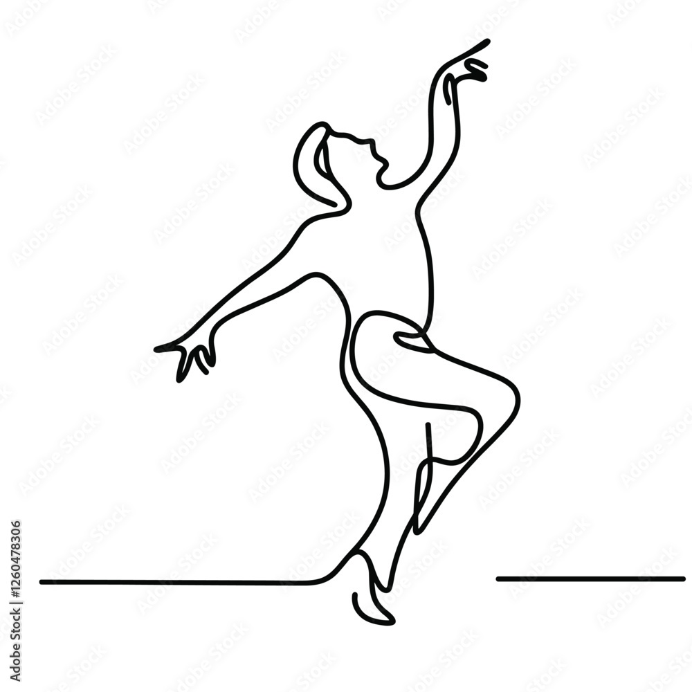 Dynamic Gesture of Graceful Dance in Minimalist One Line Art Illustration Dynamic Gesture of Graceful Dance in Minimalist One Line Art Illustration