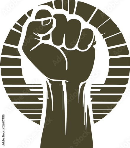 Raised fist isolated on white background