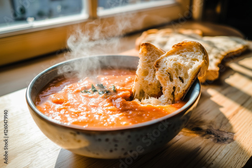 Pumpkin soup with meat and ...