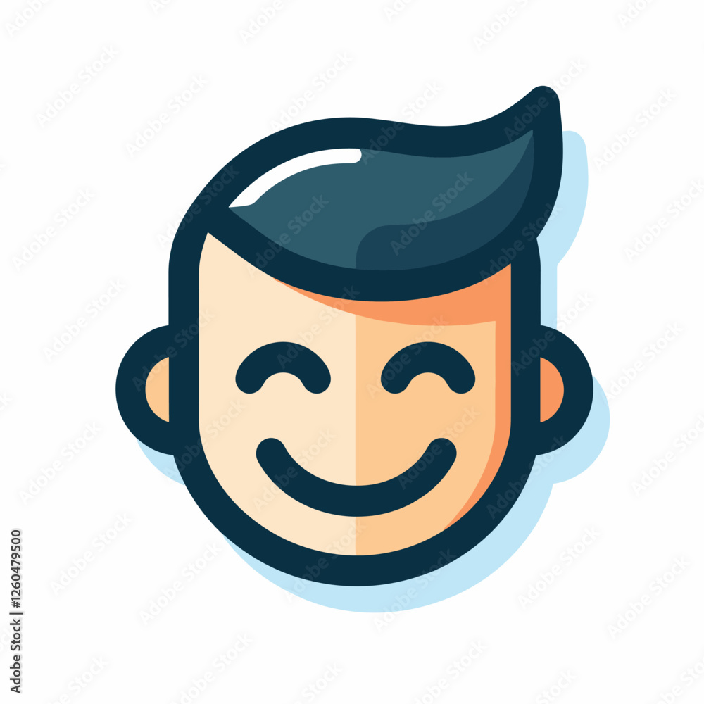 Smiling Face Cartoon Avatar Icon - Modern Flat Illustration Style Smiling Face Cartoon Avatar Icon - Modern Flat Illustration Style