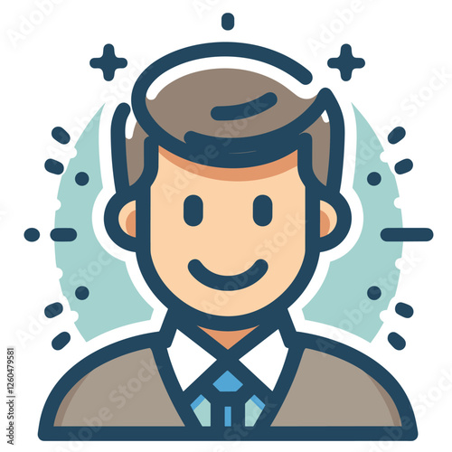 Professional Businessman Avatar with Abstract Background - Colorful Flat Illustration