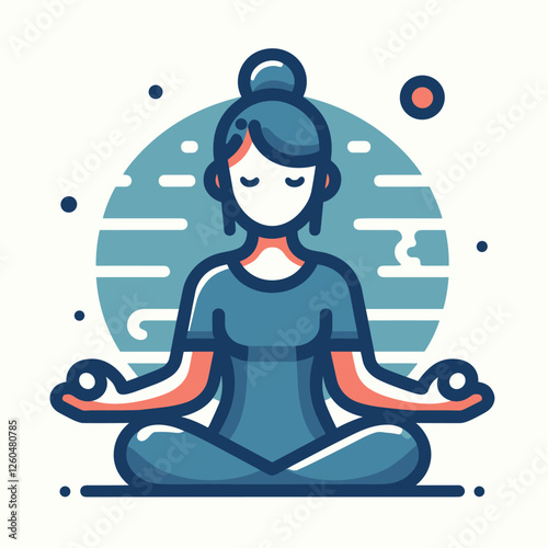 Serene Meditation Pose in Flat Illustration Style with Modern Vector Design