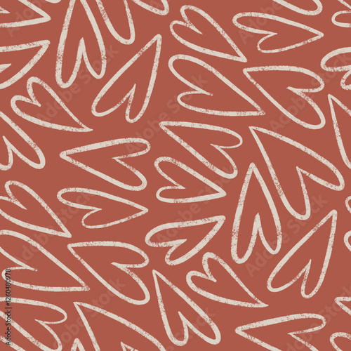 Red Rust Cute seamless pattern design with hand drawn hearts