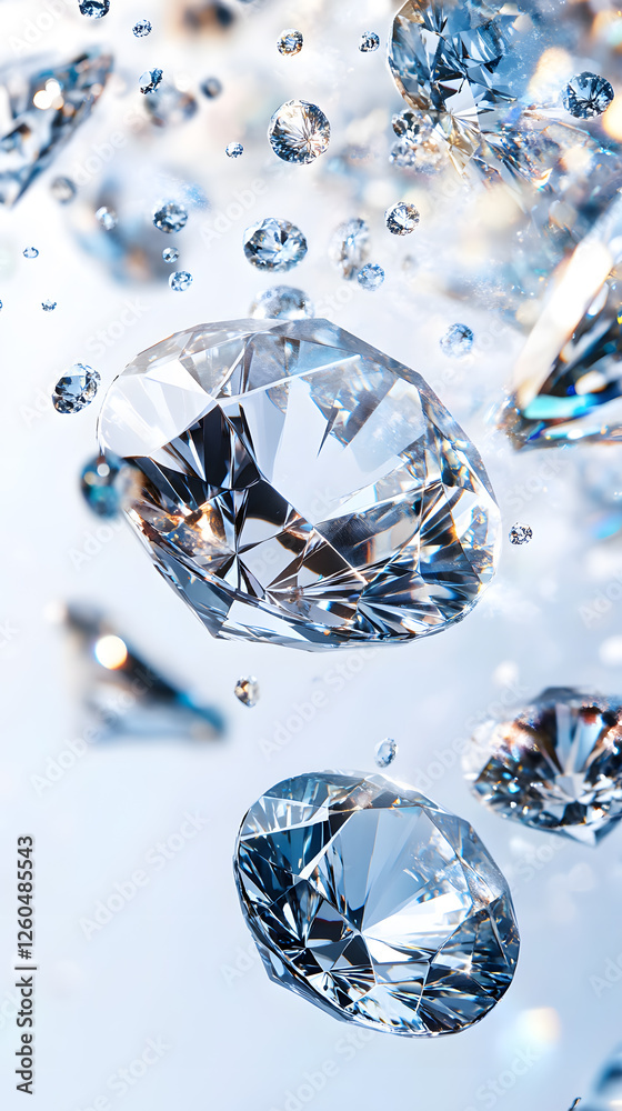 Wallpaper with numerous bright glowing diamonds on a white background
Wallpaper with numerous bright glowing diamonds on a white background