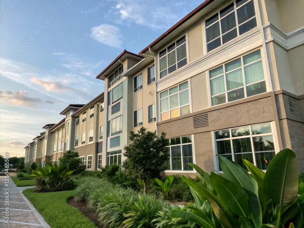 An inviting and upscale apartment building offering comfortable living spaces and outdoor amenities An inviting and upscale apartment building offering comfortable living spaces and outdoor amenities
