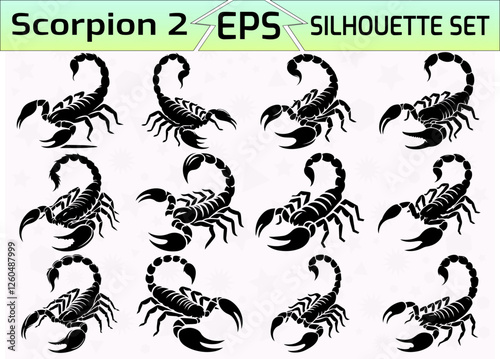 Set of Scorpion Silhouette Vector Illustration