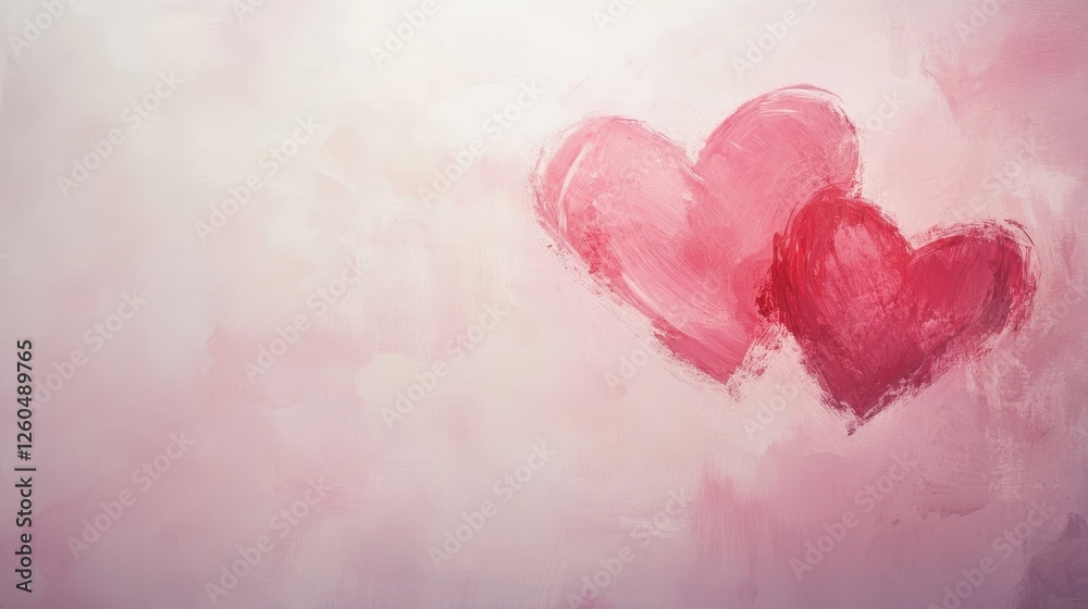 Two Watercolor Hearts on Pink Background Two Watercolor Hearts on Pink Background