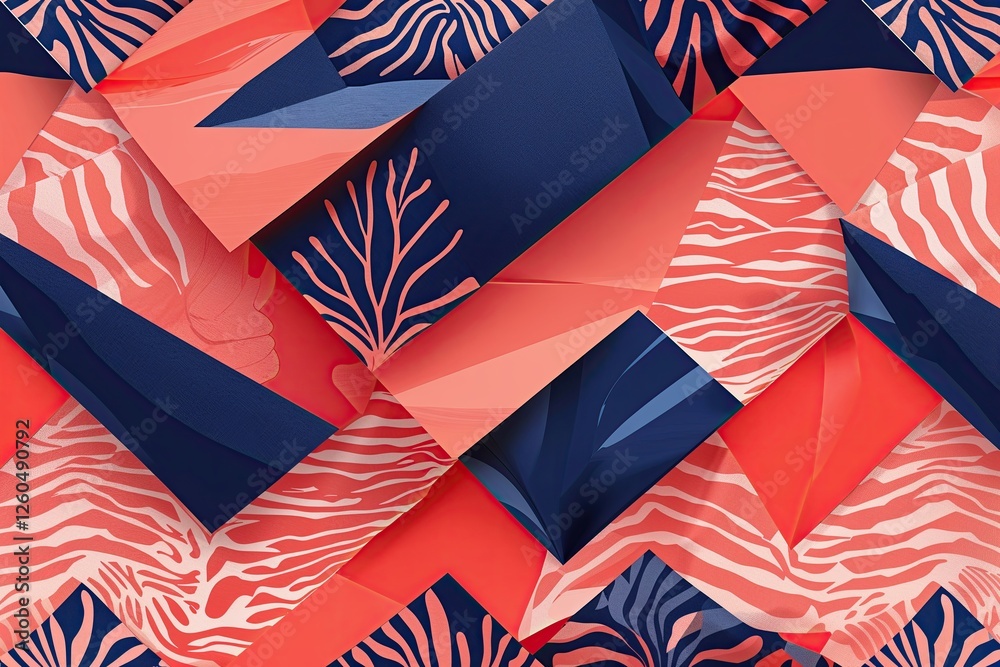 Vibrant Coral and Navy Geometric Design with Contemporary Dynamic Elements Vibrant Coral and Navy Geometric Design with Contemporary Dynamic Elements
