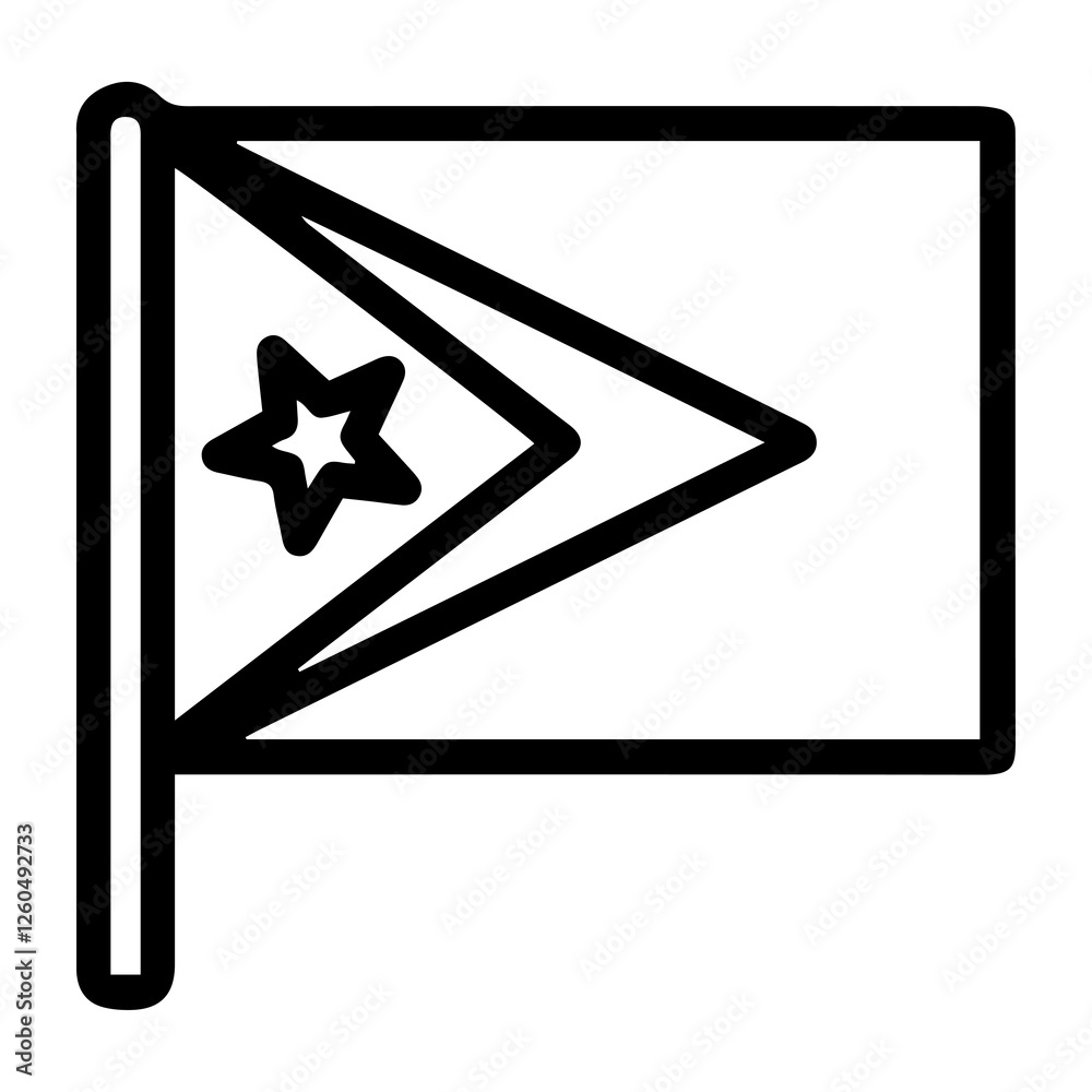 Line art illustration of the flag of East Timor. Symbolizes East Timor, Timorese culture, history, independence, and identity. Perfect for travel, culture, history, and international relations concept Line art illustration of the flag of East Timor. Symbolizes East Timor, Timorese culture, history, independence, and identity. Perfect for travel, culture, history, and international relations concept