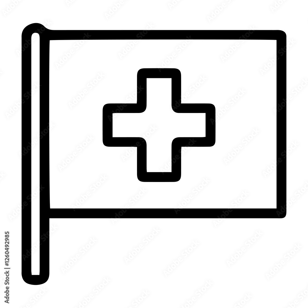 Line art illustration of the flag of Switzerland. Symbolizes Switzerland, Swiss culture, history, neutrality, and precision. Perfect for travel, culture, history, and international relations concepts Line art illustration of the flag of Switzerland. Symbolizes Switzerland, Swiss culture, history, neutrality, and precision. Perfect for travel, culture, history, and international relations concepts