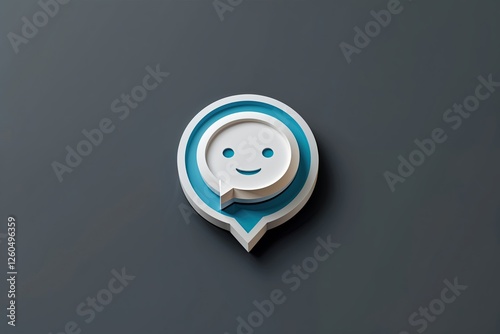 An Elegant 3D Craft of a Chat Badge on a Dark Gray Field photo